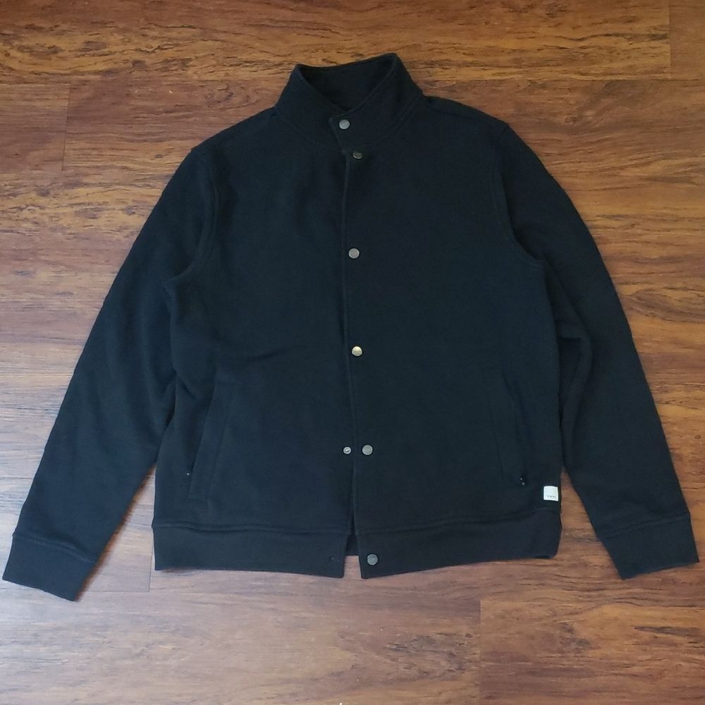Vuori Mens Black Seaside Button-Up Jacket Size Large Cotton Athleisure Trendy